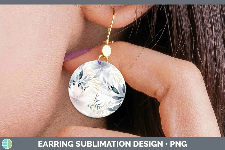 Watercolor Flowers Slate Round Earrings Sublimation Earrings