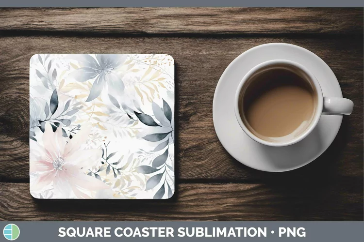 Watercolor Flowers Slate Square Coaster Sublimation Coaster