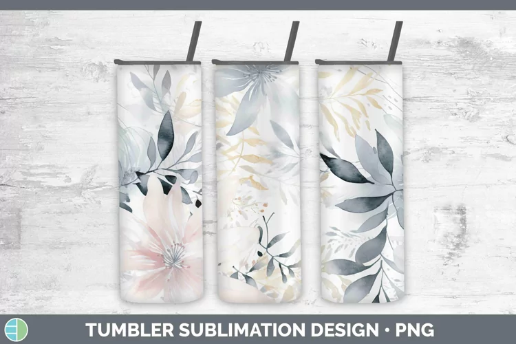 Watercolor Flowers Slate Tumbler Sublimation 20 oz Skinny Tu