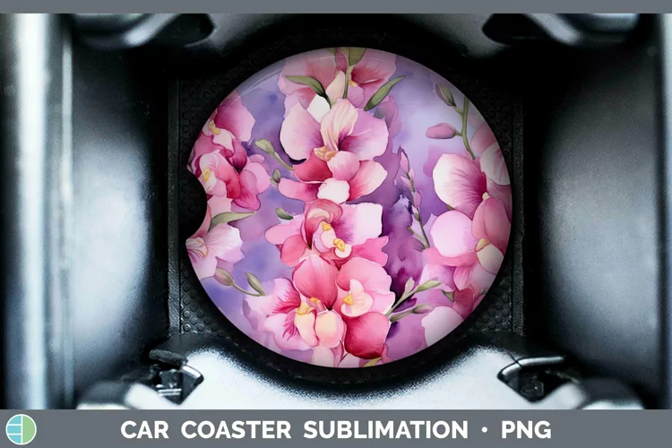 Watercolor Flowers Snapdragon Car Coaster Sublimation Coaste