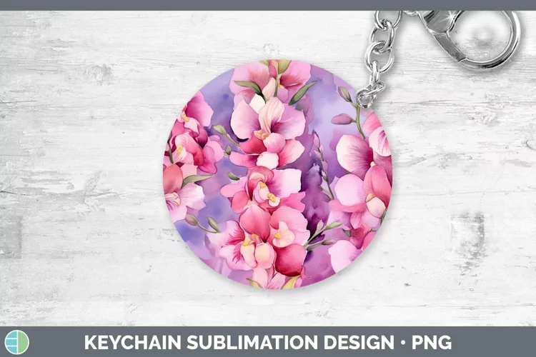 Watercolor Flowers Snapdragon Keychain Sublimation Keyring D