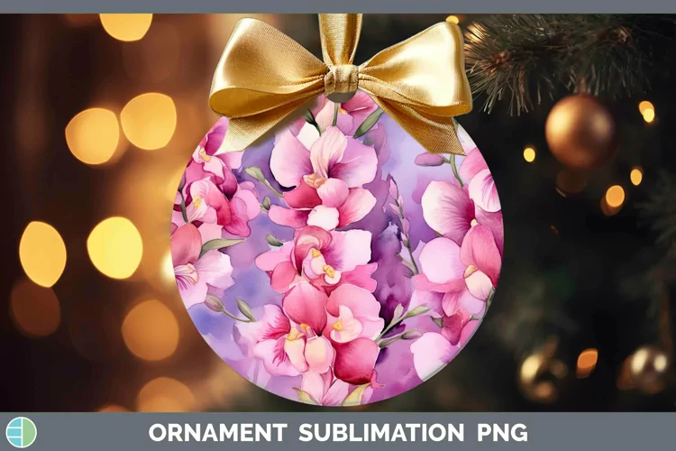 Watercolor Flowers Snapdragon Ornament Sublimation Bauble De