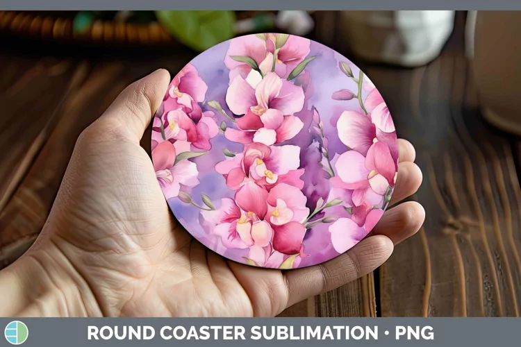 Watercolor Flowers Snapdragon Round Coaster Sublimation Coas