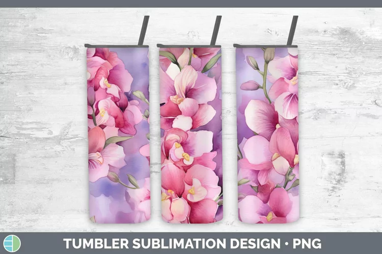 Watercolor Flowers Snapdragon Tumbler Sublimation 20 oz Skin