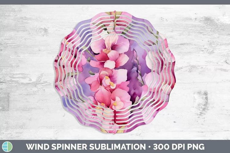 Watercolor Flowers Snapdragon Wind Spinner Sublimation Spinn
