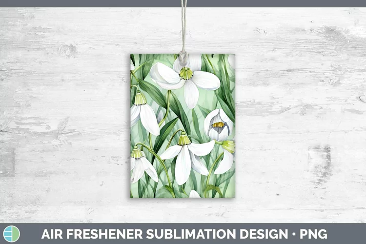 Watercolor Flowers Snowdrop Air Freshener Sublimation Car Fr