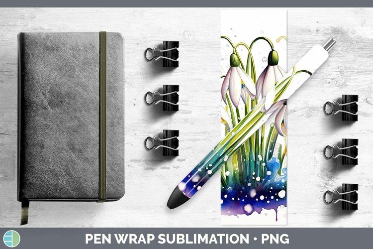 Watercolor Flowers Snowdrop Pen Wrap Sublimation Epoxy Pen D