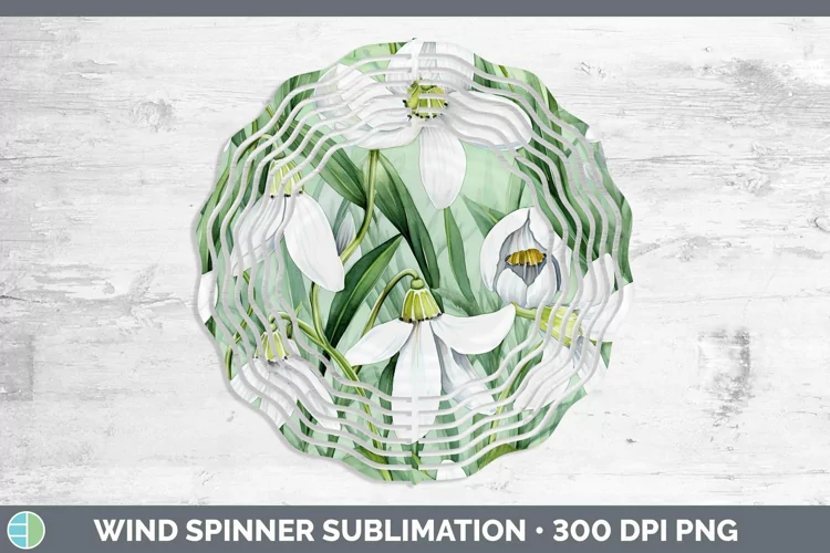 Watercolor Flowers Snowdrop Wind Spinner Sublimation Spinner