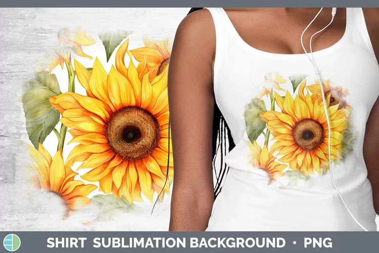 Watercolor Flowers Sunflower Shirt Sublimation Sublimation B