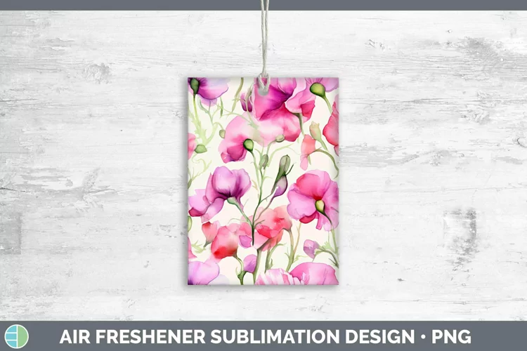Watercolor Flowers Sweet Pea Air Freshener Sublimation Car F