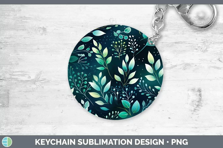 Watercolor Flowers Teal Keychain Sublimation Keyring Designs