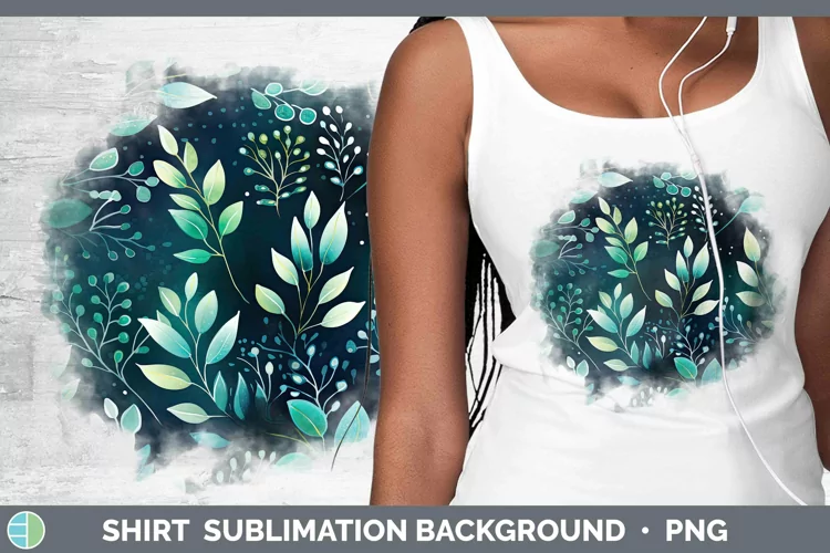 Watercolor Flowers Teal Shirt Sublimation Sublimation Backgr