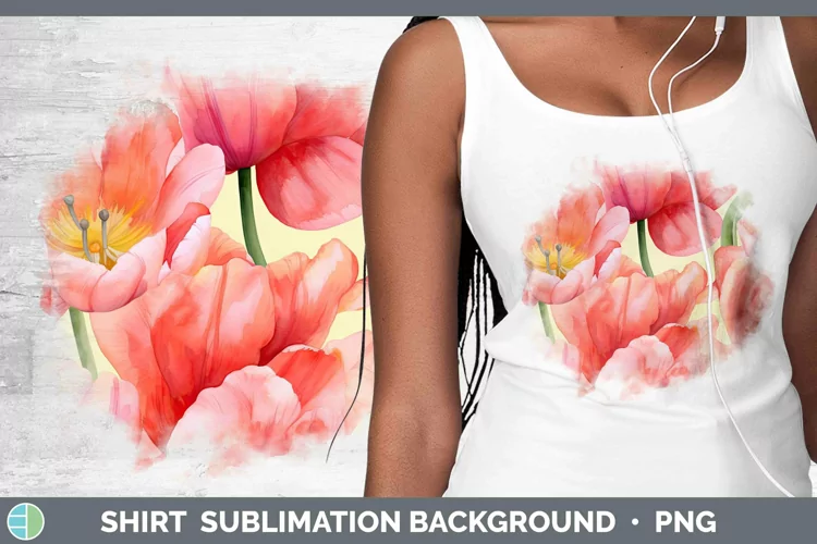 Watercolor Flowers Tulip Shirt Sublimation Sublimation Backg
