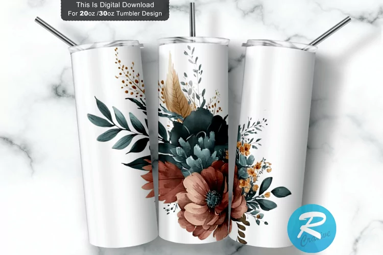 Watercolor Flowers 20oz/30oz Skinny Tumbler