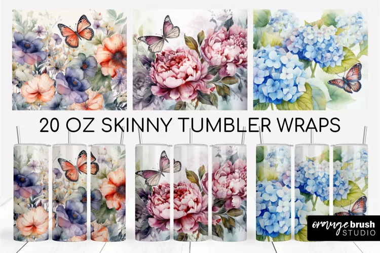 Watercolor Flowers Tumbler Sublimation, Summer Tumbler Wrap