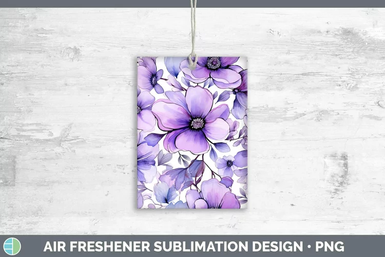 Watercolor Flowers Violet Air Freshener Sublimation Car Fres
