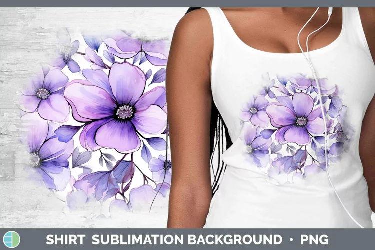 Watercolor Flowers Violet Shirt Sublimation Sublimation Back