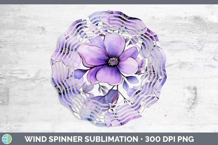 Watercolor Flowers Violet Wind Spinner Sublimation Spinner D