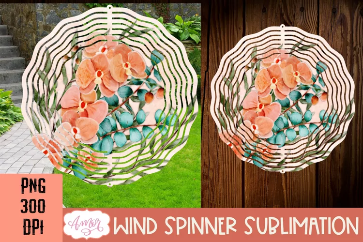 Watercolor Flowers Wind Spinner Design for Sublimation