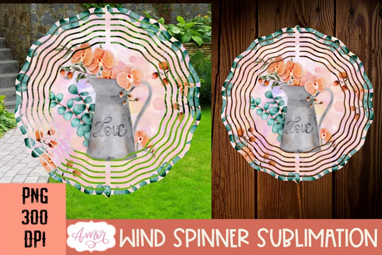 Watercolor Flowers Wind Spinner Design for Sublimation
