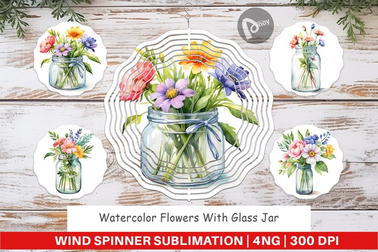 Wind Spinner Flowers With Glass Jar
