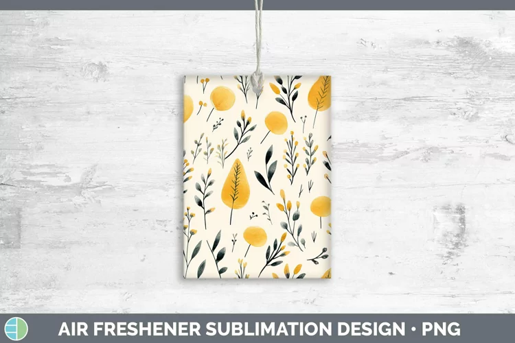 Watercolor Flowers Yellow Air Freshener Sublimation Car Fres
