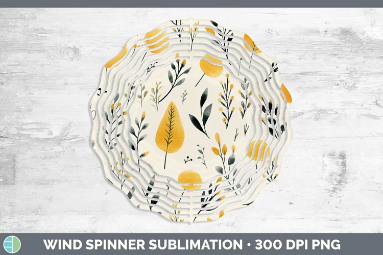 Watercolor Flowers Yellow Wind Spinner Sublimation Spinner D