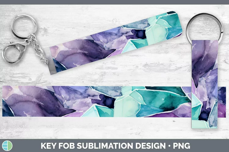 Watercolor Fluorite Key Fob Sublimation Wristlet Designs