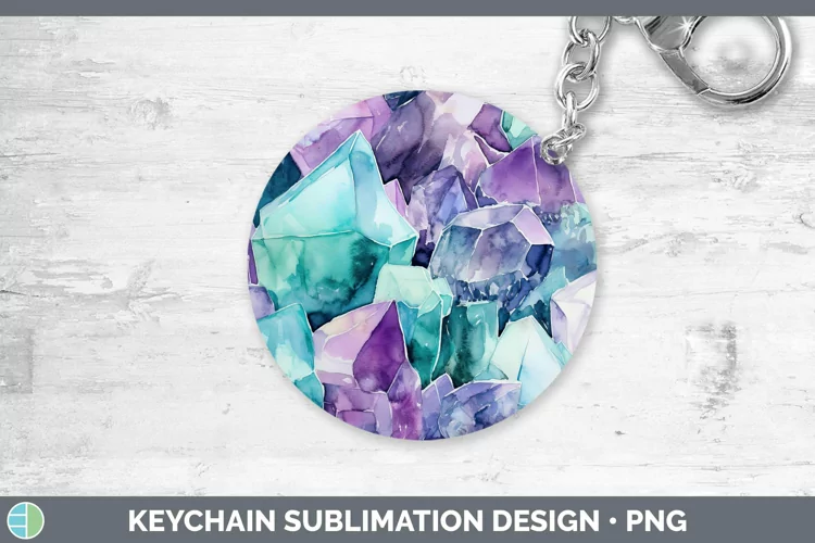Watercolor Fluorite Keychain Sublimation Keyring Designs