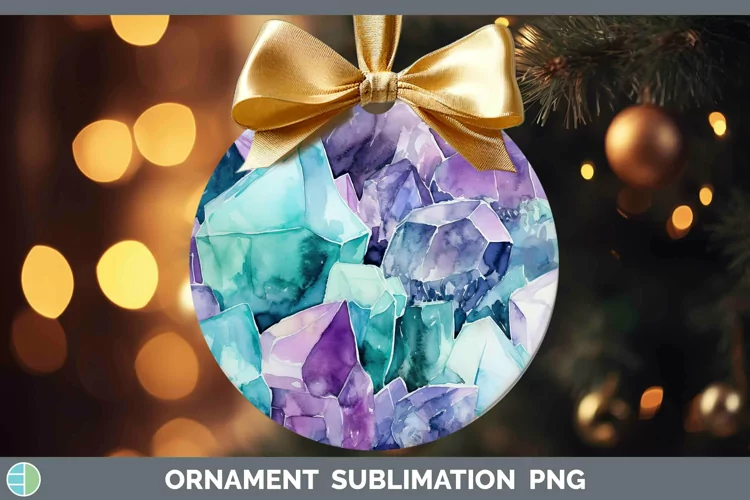 Watercolor Fluorite Ornament Sublimation Bauble Designs