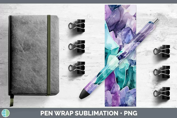 Watercolor Fluorite Pen Wrap Sublimation Epoxy Pen Designs