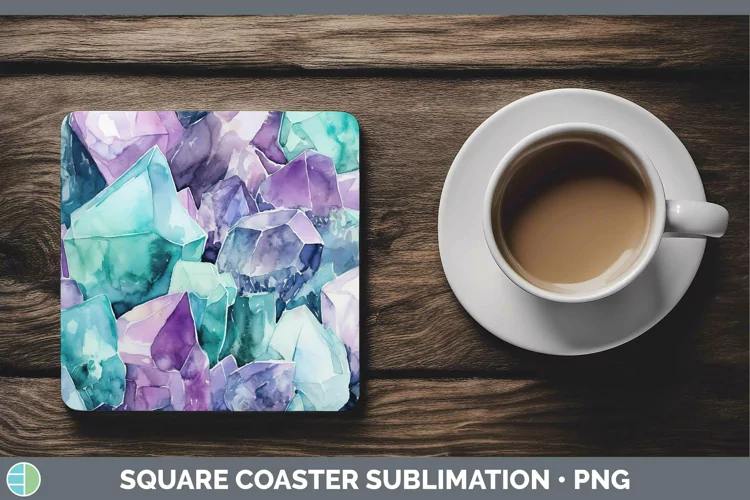 Watercolor Fluorite Square Coaster Sublimation Coaster Desig