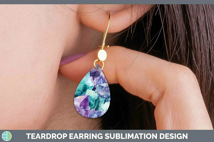 Watercolor Fluorite Teardrop Earrings Sublimation Earrings D