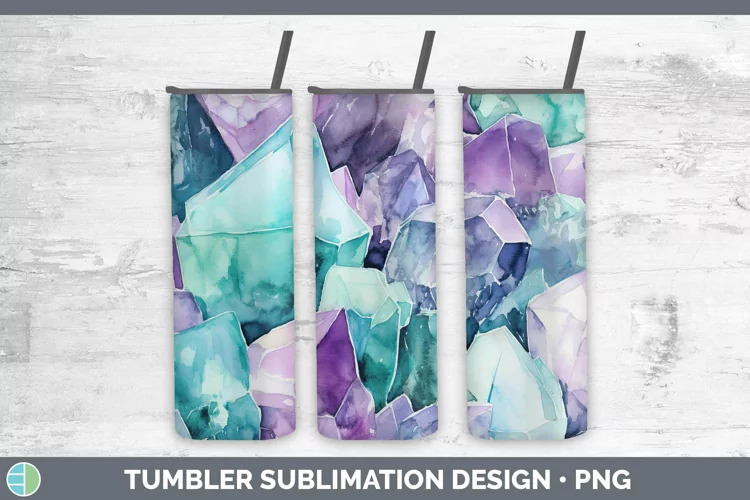 Watercolor Fluorite Tumbler Sublimation 20 oz Skinny Tumbler