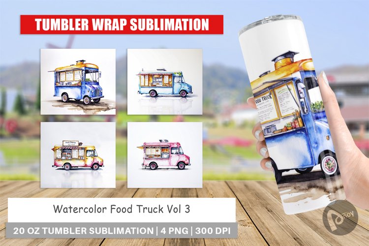 Tumbler Wrap Watercolor Food Truck