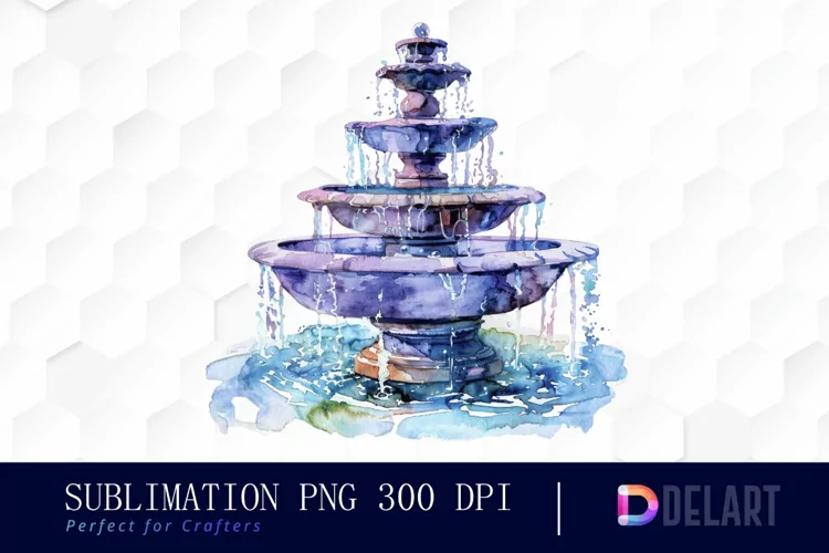 Fountain Watercolor Clipart