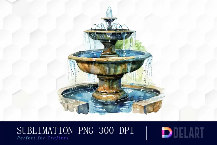 Fountain Watercolor Clipart
