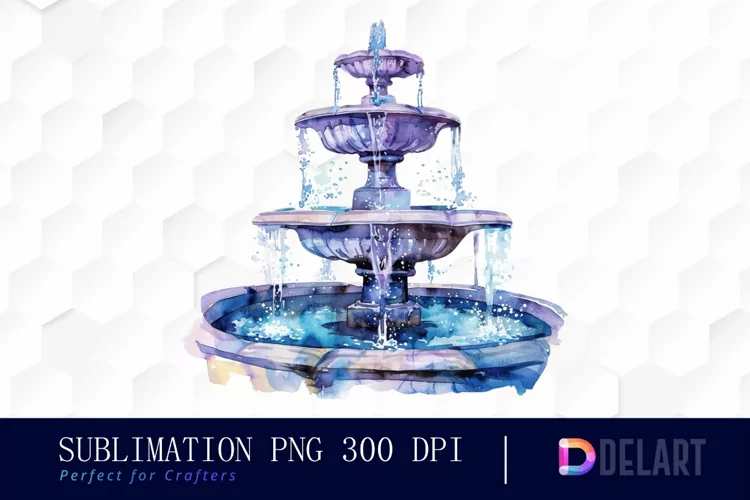 Fountain Watercolor Clipart