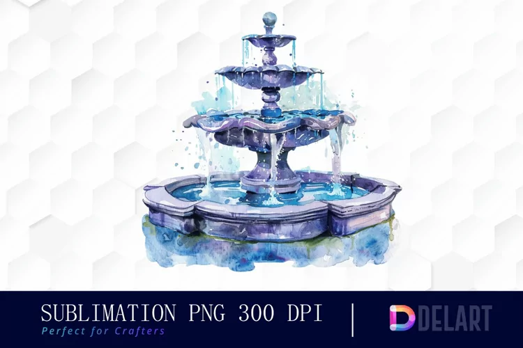Fountain Watercolor Clipart