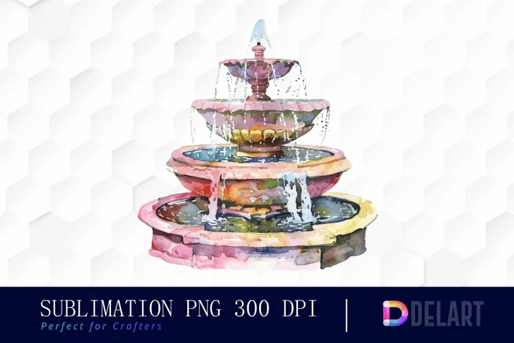 Fountain Watercolor Clipart