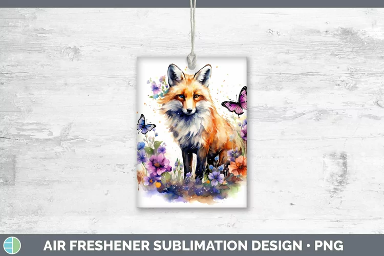 Watercolor Fox Air Freshener | Sublimation Car Freshener Des