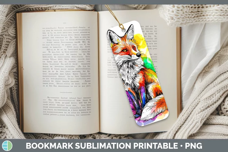 Watercolor Fox Bookmark Sublimation Printable Designs