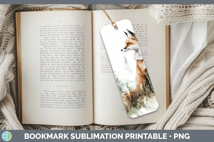 Watercolor Fox Bookmark Sublimation Printable Designs