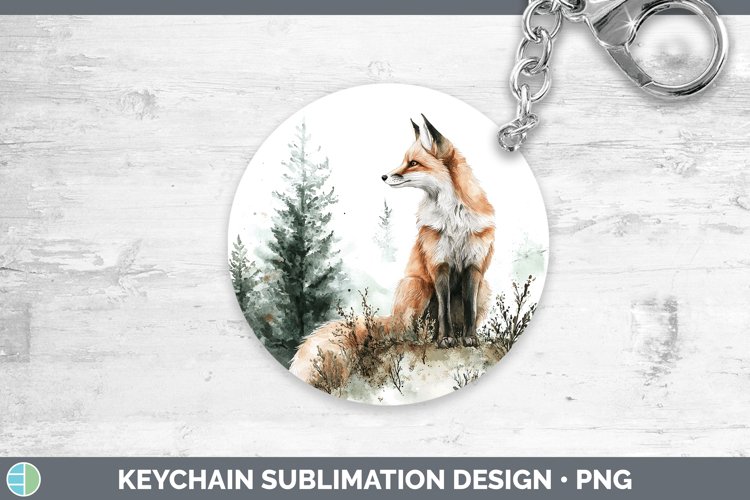 Watercolor Fox Keychain Sublimation Keyring Designs