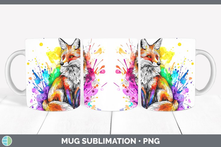 Watercolor Fox Mug Wrap Sublimation Coffee Cup Designs