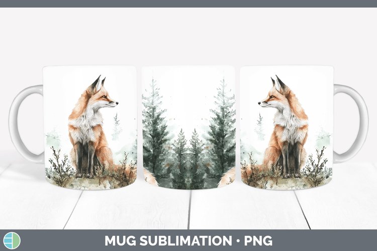 Watercolor Fox Mug Wrap Sublimation Coffee Cup Designs