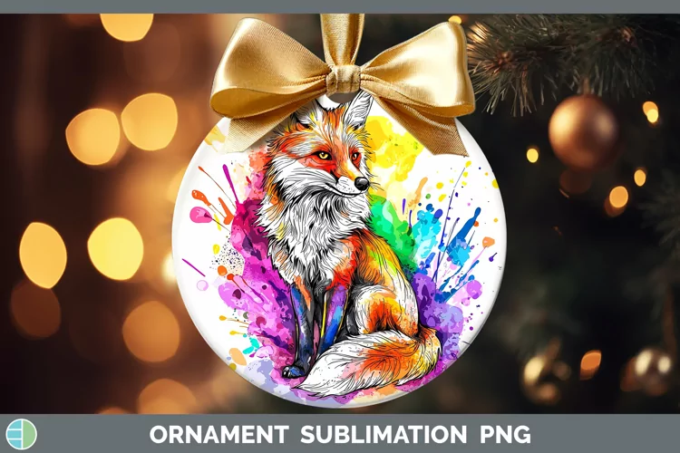 Watercolor Fox Ornament Sublimation Bauble Designs