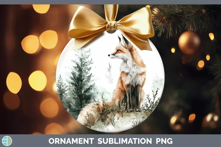 Watercolor Fox Ornament Sublimation Bauble Designs