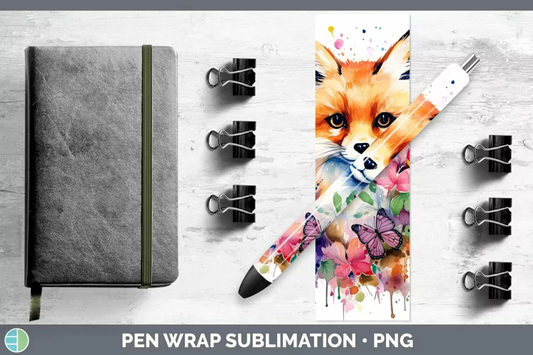 Watercolor Fox Pen Wrap Sublimation Epoxy Pen Designs