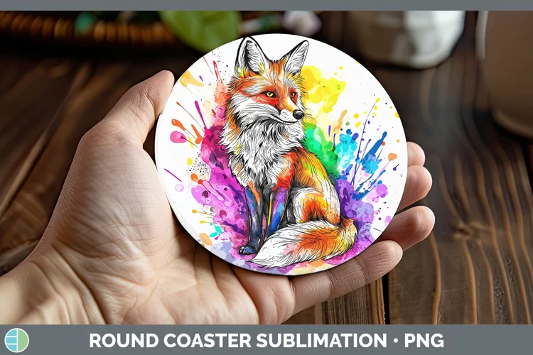 Watercolor Fox Round Coaster Sublimation Coaster Designs